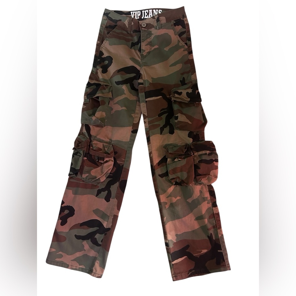 VIP Jeans Camo Cargo Mid-Rise Stretch Pants